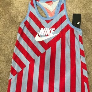 Nike Women's CQ4235 White Swoosh Stripe Tank